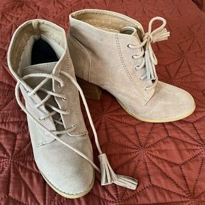 Western Fringe Lace Up Heeled Booties